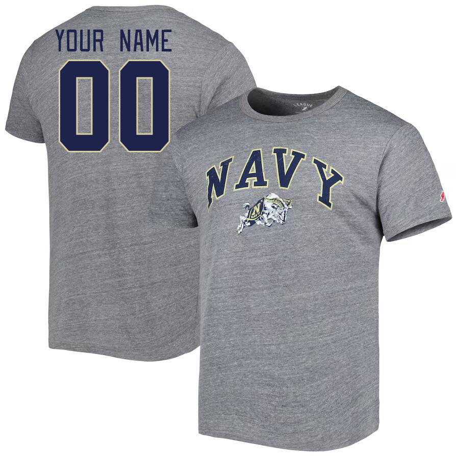 Custom Navy Midshipmen Name And Number Tshirts-Grey